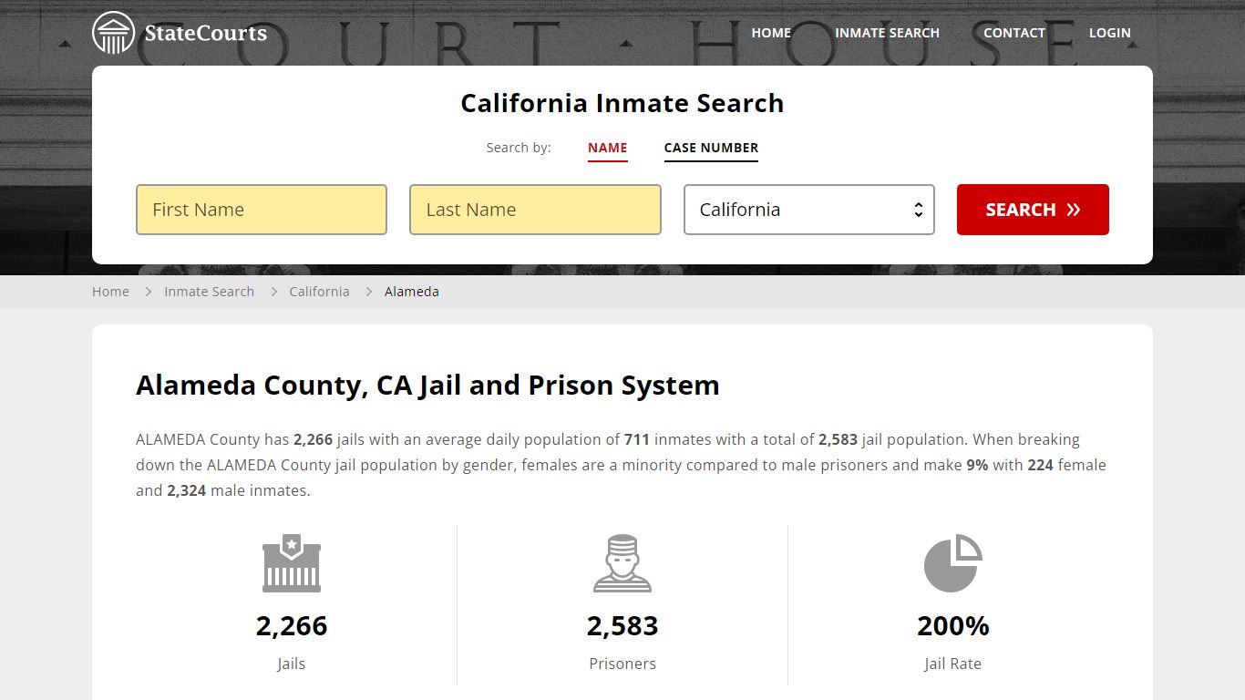 Alameda County, CA Inmate Search - StateCourts